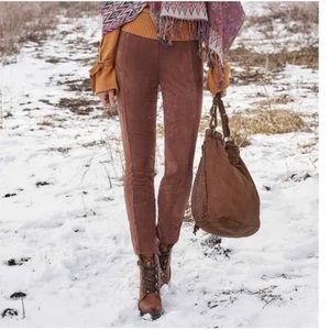 SUNDANCE Luxe Dreams Leggings Cognac Brown Moto Zip Ankle Size‎ 16